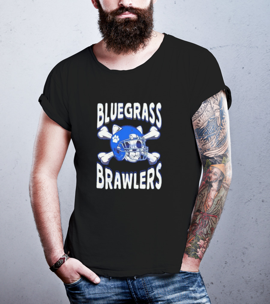 Bluegrass Brawlers Kentucky Wildcats Blue Skeleton Helmet With Bones T-Shirt