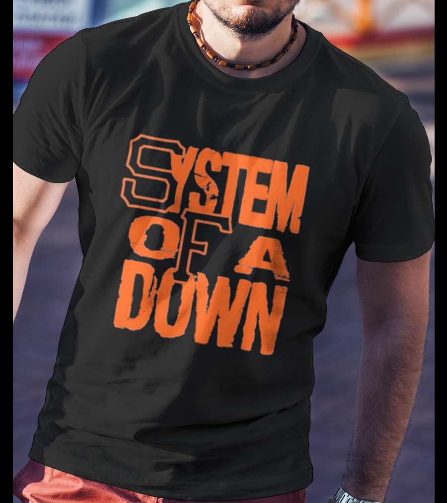 System Of A Down SF Giants Style Stacked Text T-Shirt