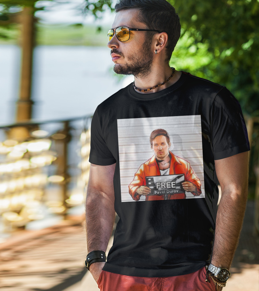 Free Pavel Durov Mugshot Cartoon T-Shirt