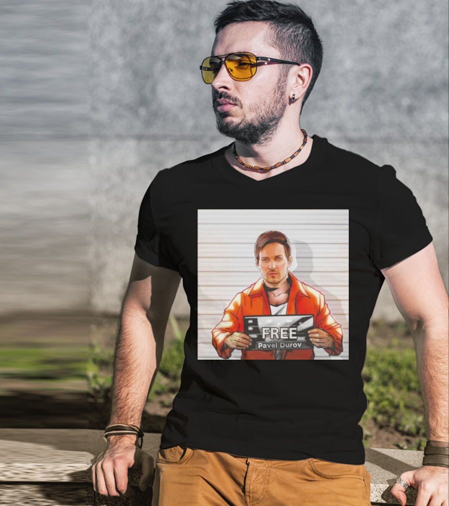 Free Pavel Durov Mugshot Cartoon T-Shirt