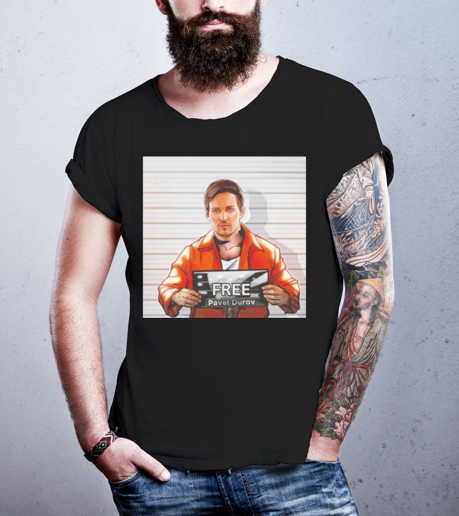 Free Pavel Durov Mugshot Cartoon T-Shirt