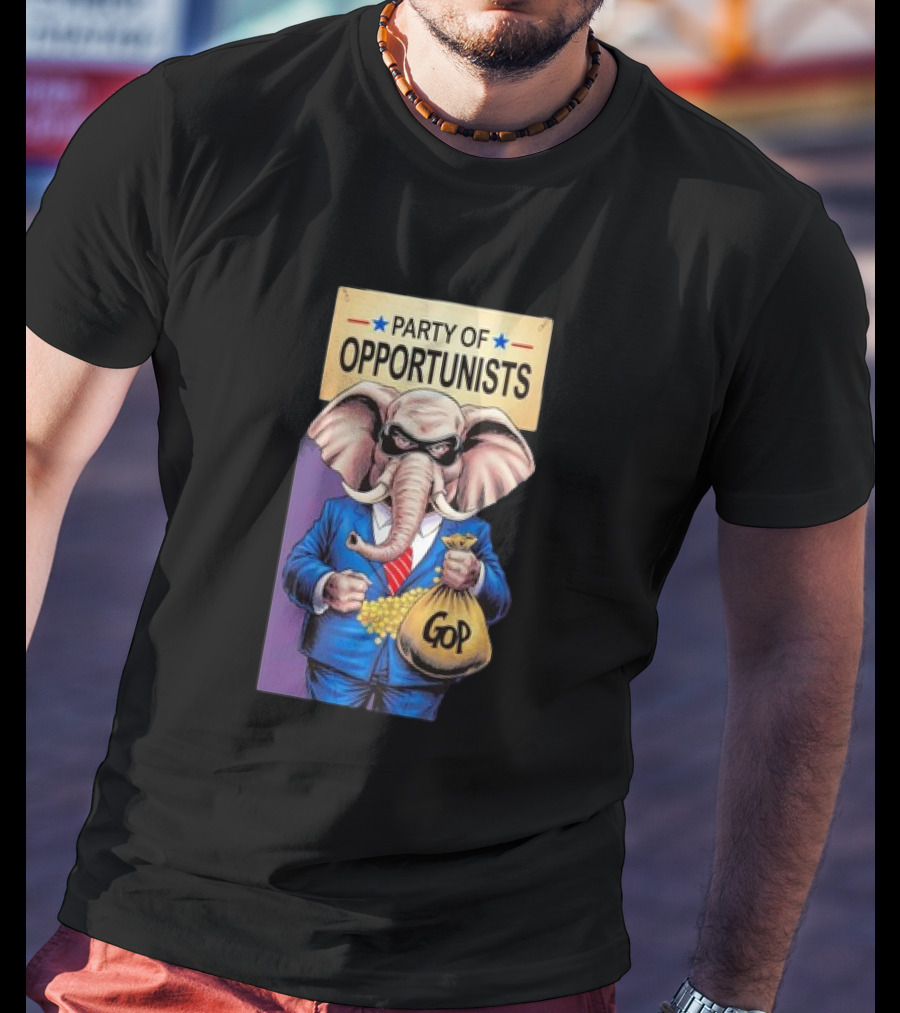 Party Of Opportunists GOP Elephant With Money Bag T-Shirt