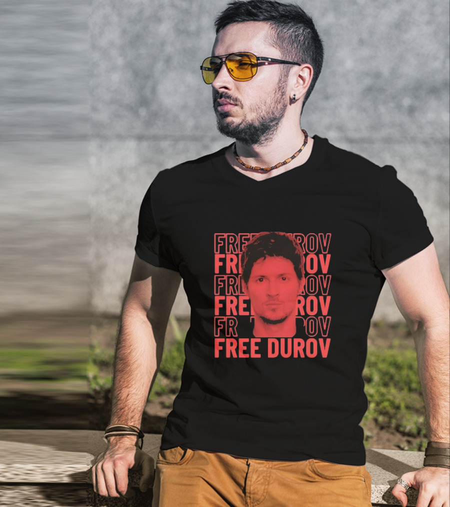 FREE DUROV Pavel Durov Stacked Repeat T-Shirt