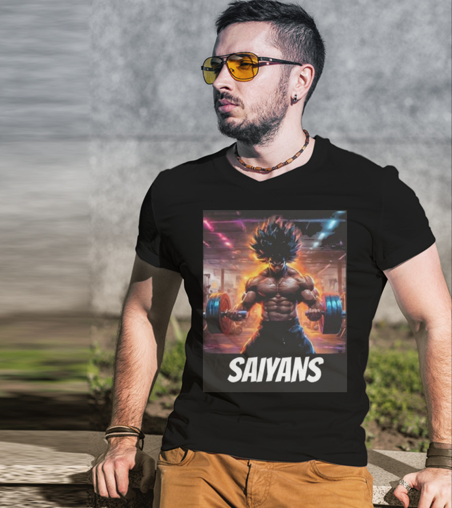 Saiyan Workout Gym Motivation Saiyans Strength Training Anime Fusion T-Shirt