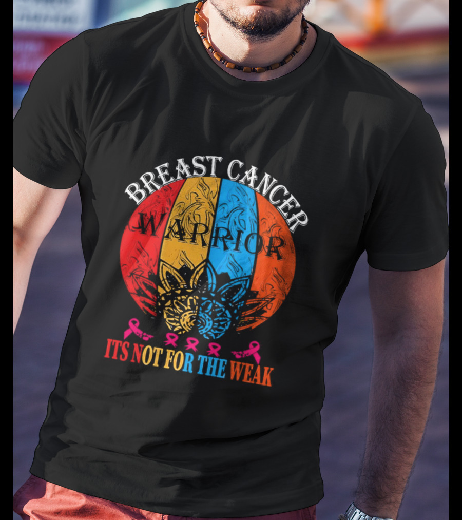 Breast Cancer Warrior Not For The Weak Ribbon Mandala T-Shirt