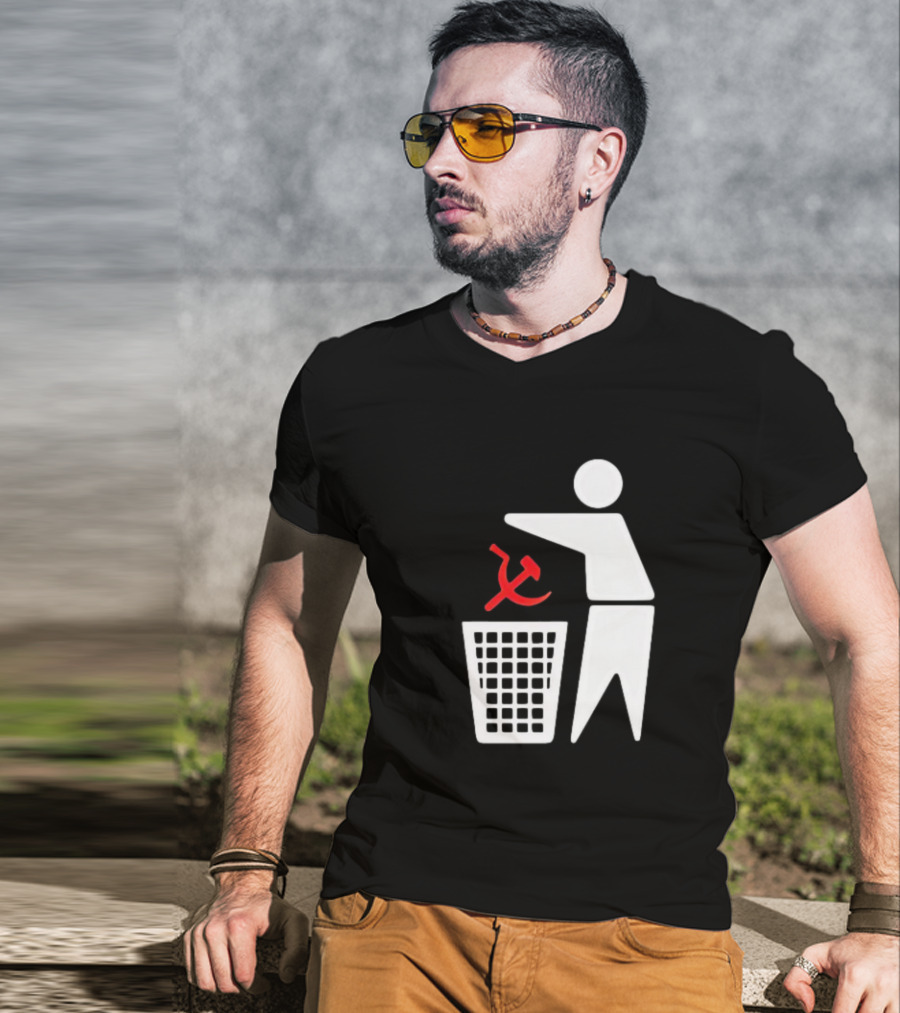Communism Trash Can Hammer Sickle Disposal T-Shirt