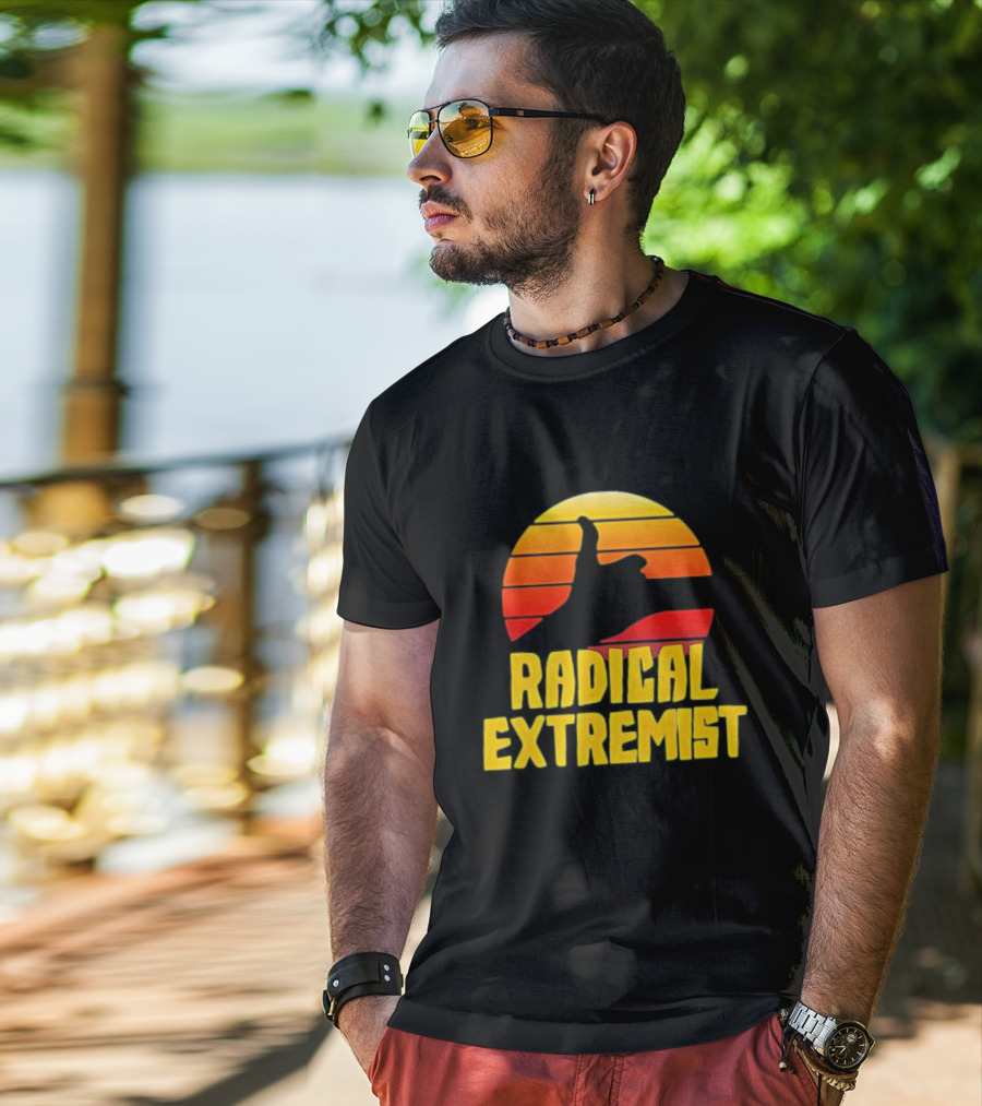 Radical Extremist Vintage Sunset Shaka Hand Gesture T-Shirt