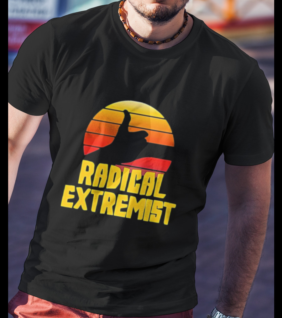 Radical Extremist Vintage Sunset Shaka Hand Gesture T-Shirt