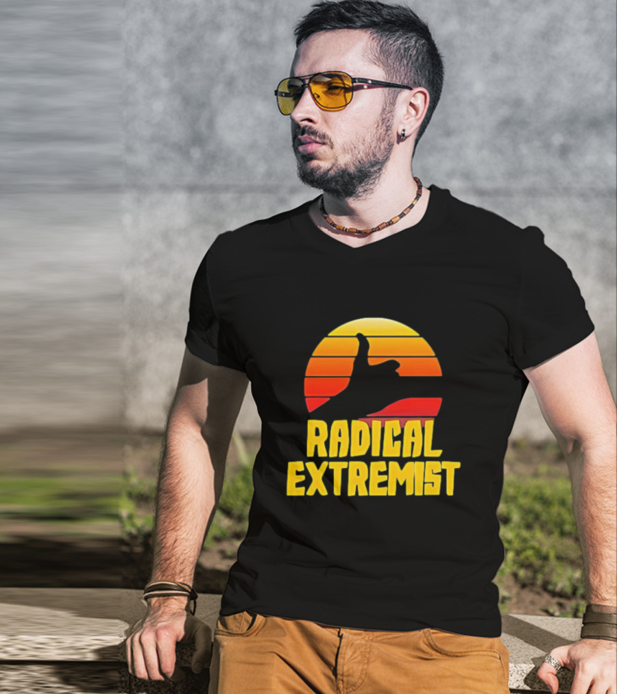 Radical Extremist Vintage Sunset Shaka Hand Gesture T-Shirt