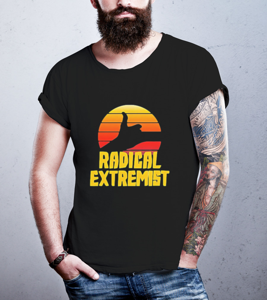 Radical Extremist Vintage Sunset Shaka Hand Gesture T-Shirt