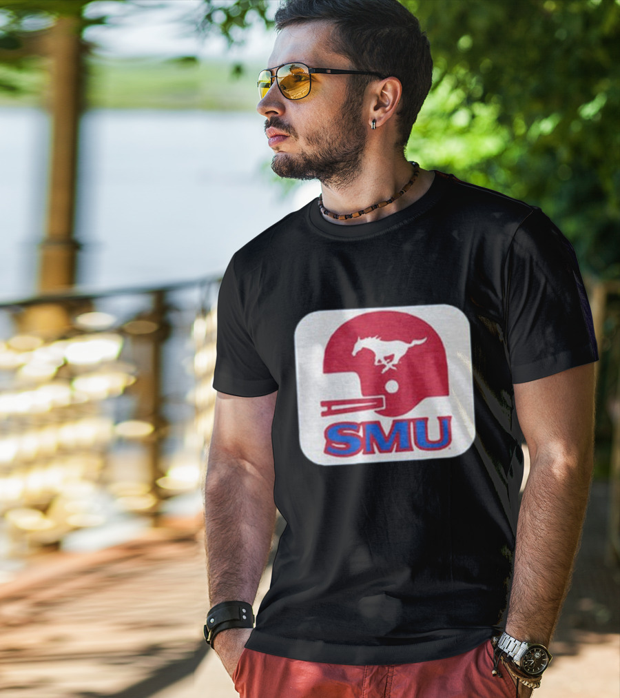SMU Mustangs Football Red Helmet T-Shirt