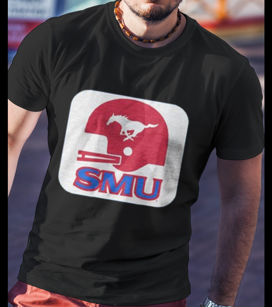 SMU Mustangs Football Red Helmet T-Shirt