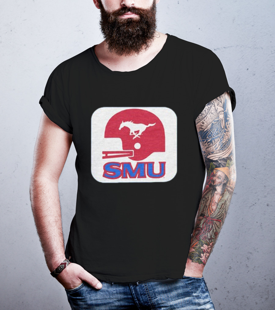 SMU Mustangs Football Red Helmet T-Shirt