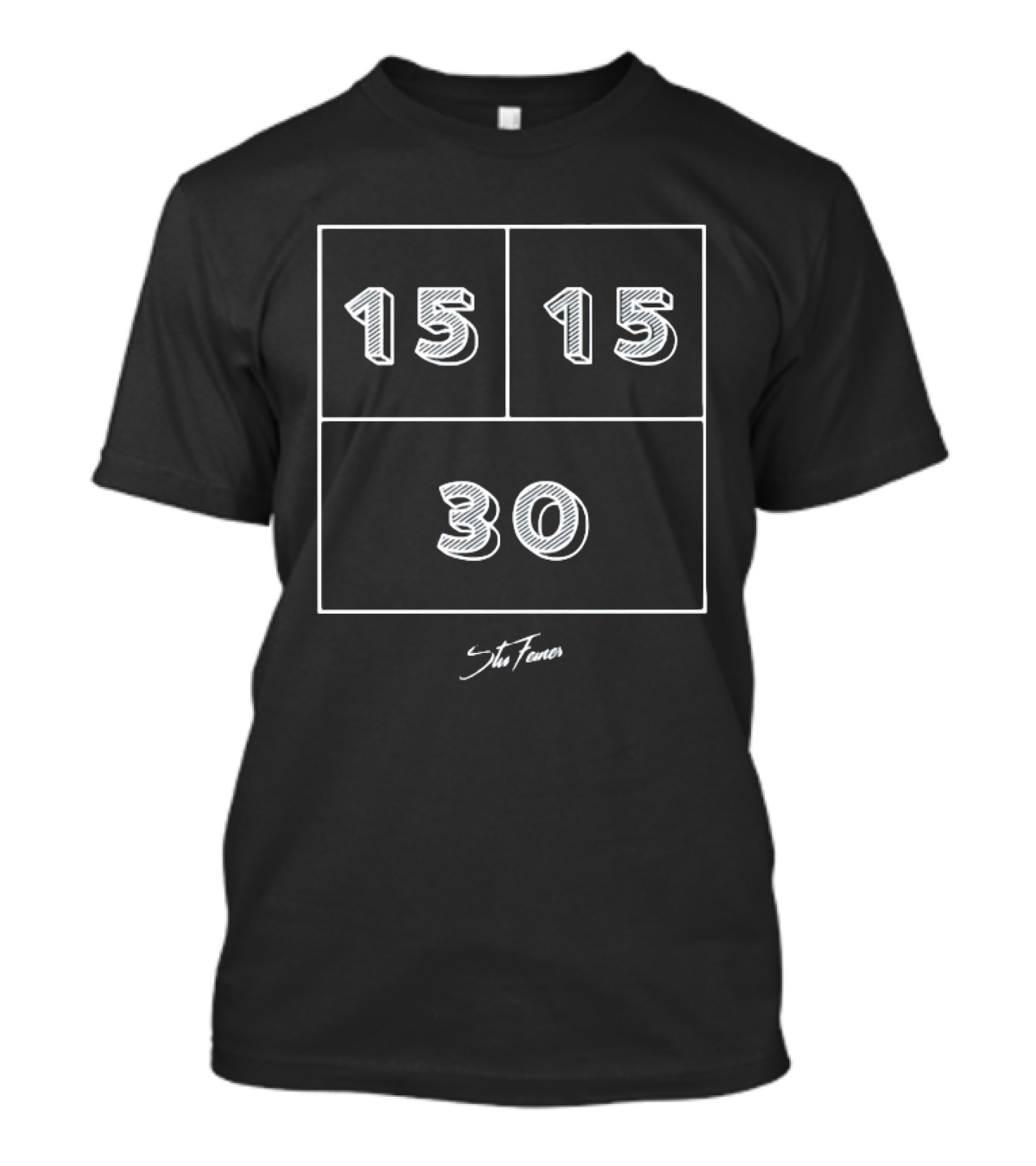 15 15 30 Stu Feiner Chalkboard Style Numbers T-Shirt