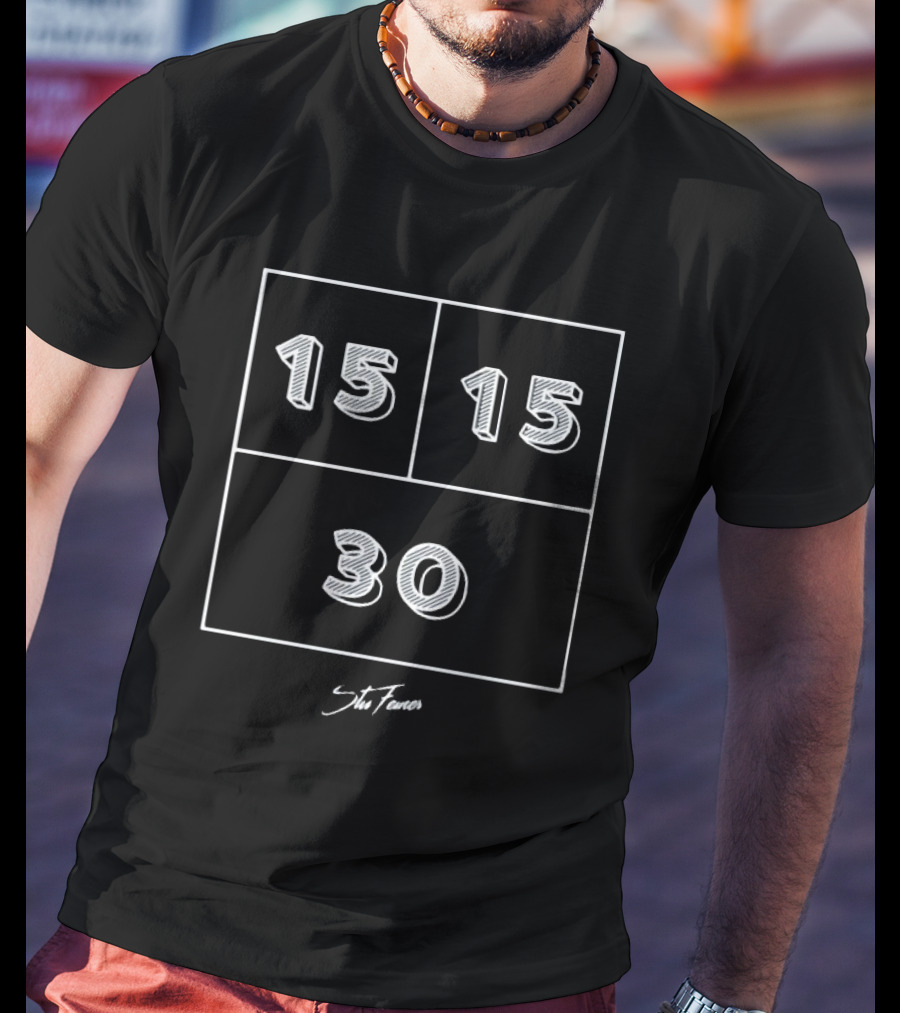 15 15 30 Stu Feiner Chalkboard Style Numbers T-Shirt
