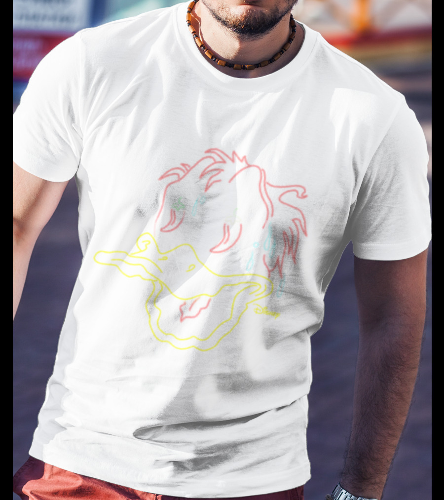 Disney Donald Duck Melting Face Neon Outline Retro Hot Peppers T-Shirt