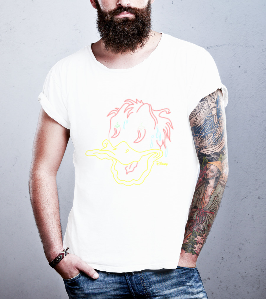 Disney Donald Duck Melting Face Neon Outline Retro Hot Peppers T-Shirt