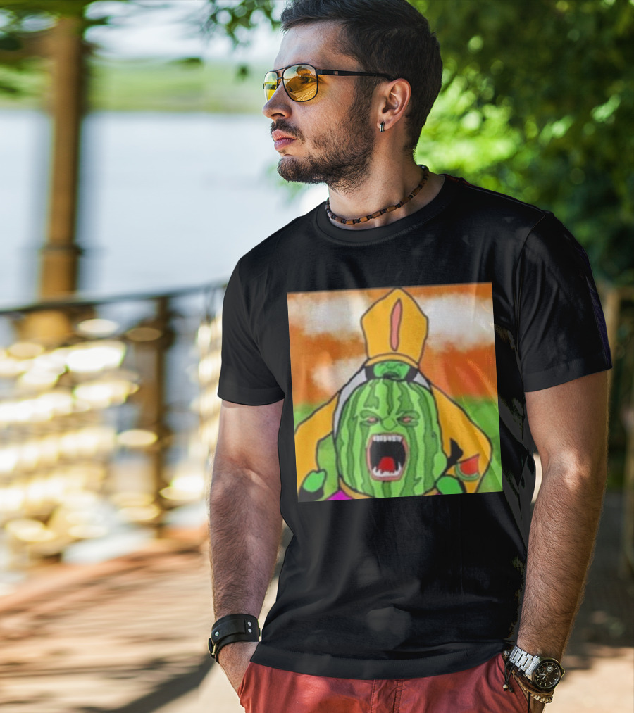 Angry Watermelon Priest In Colorful Robes T-Shirt