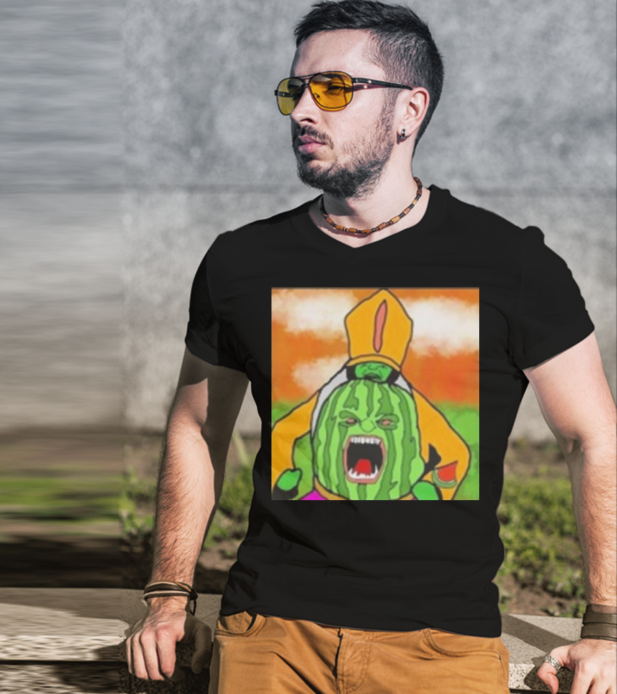 Angry Watermelon Priest In Colorful Robes T-Shirt
