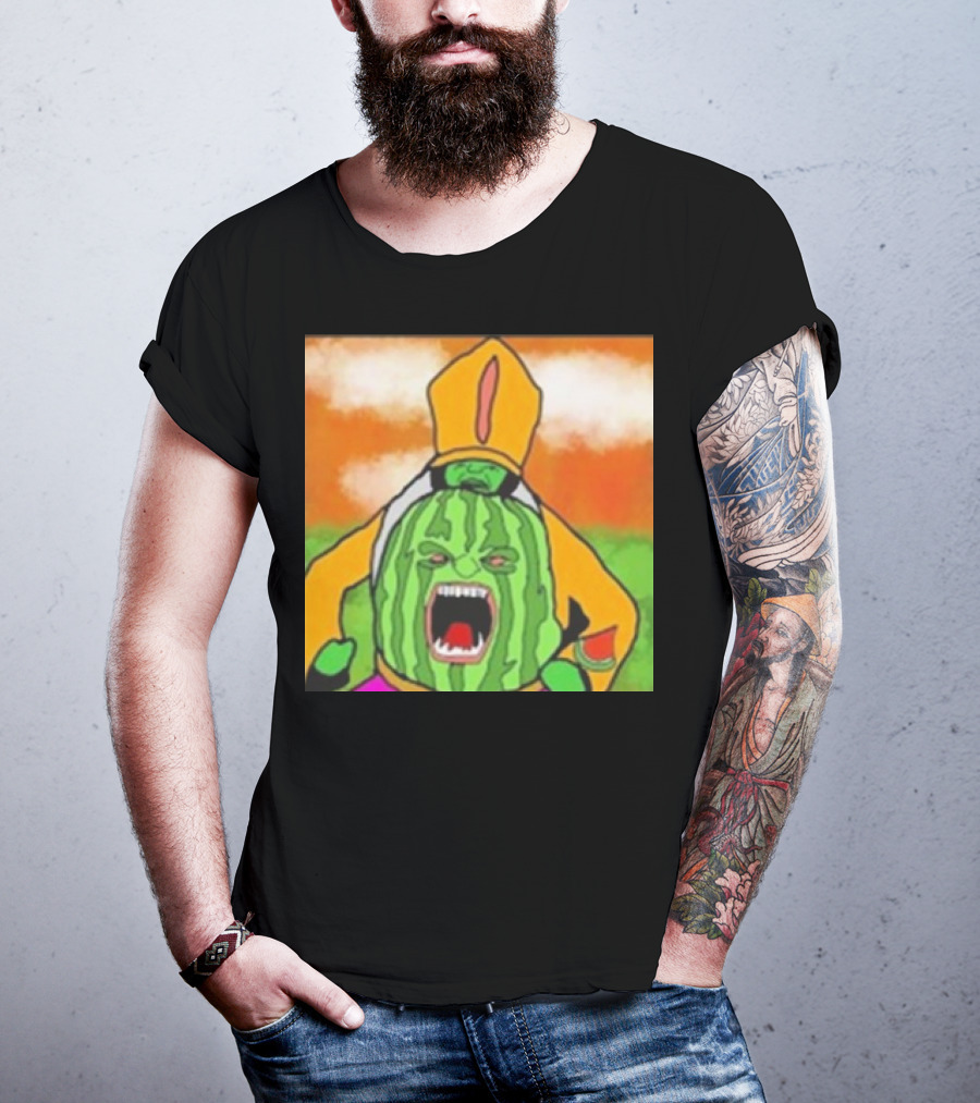 Angry Watermelon Priest In Colorful Robes T-Shirt