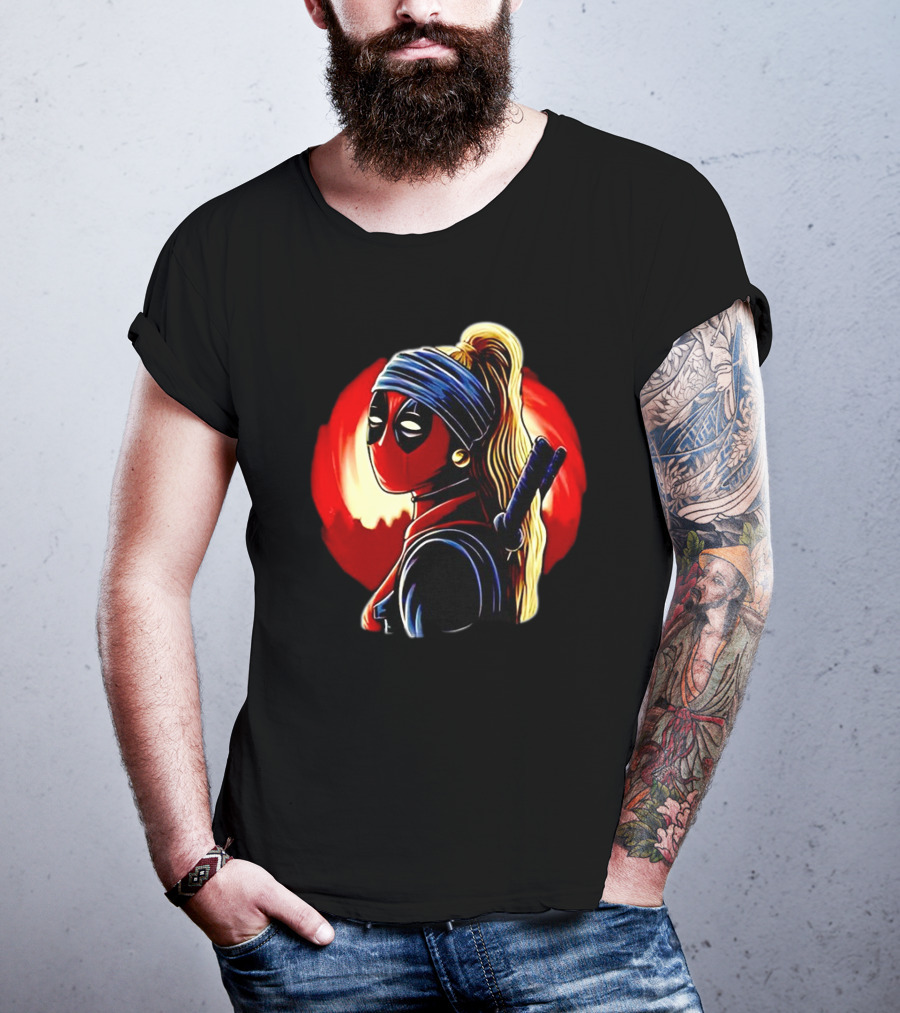 Ladypool Meets Vermeer’s Girl With A Pearl Earring Fusion T-Shirt
