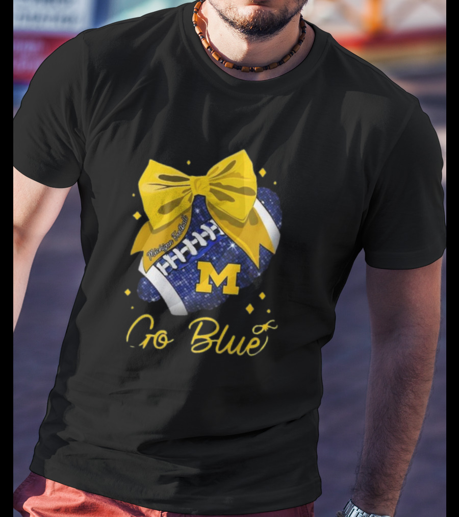 Michigan Wolverines Football Go Blue Bow Girl Michigan Proud T-Shirt
