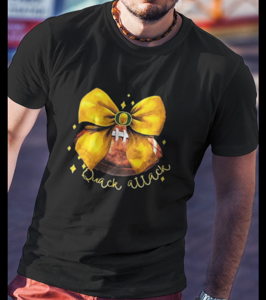 Oregon Ducks Quack Attack Football Bow T-Shirt
