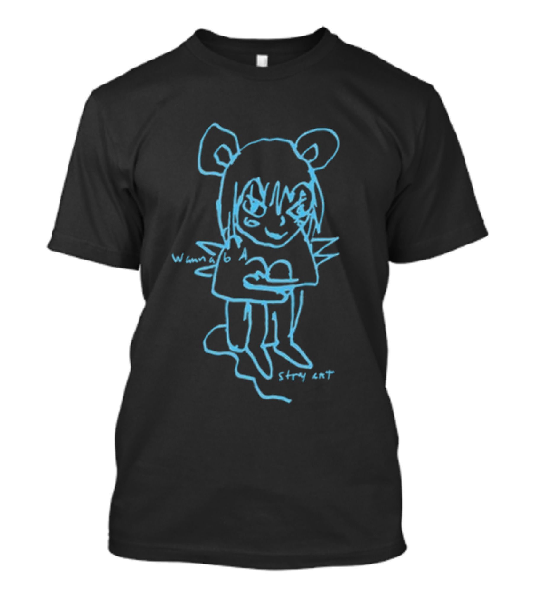 Stray Rats I Wanna Be Blue Sketch Character With Mouse Ears And Spiky Wings T-Shirt