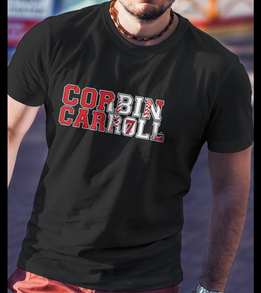 Corbin Carroll Arizona Baseball Player Name Block Letter T-Shirt