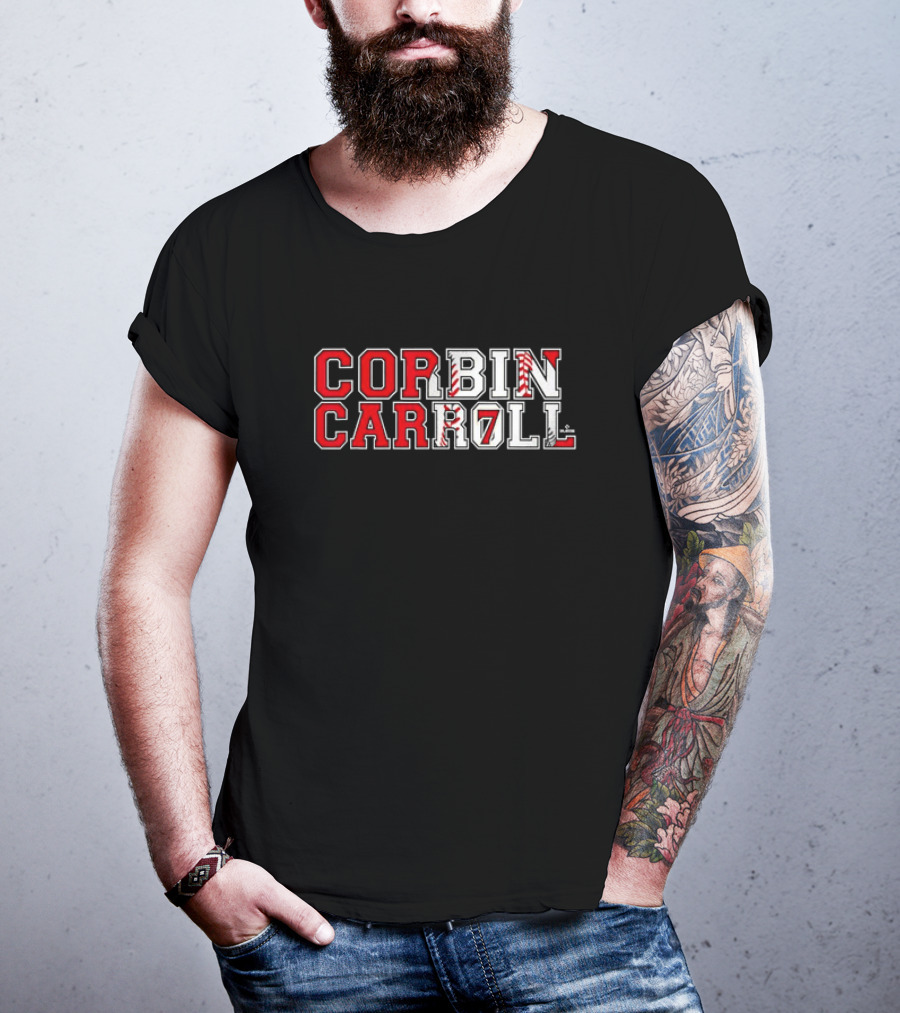Corbin Carroll Arizona Baseball Player Name Block Letter T-Shirt