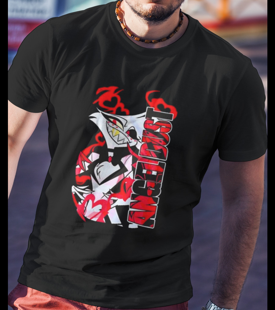 Hazbin Hotel Angel Dust Character With Red Flames T-Shirt