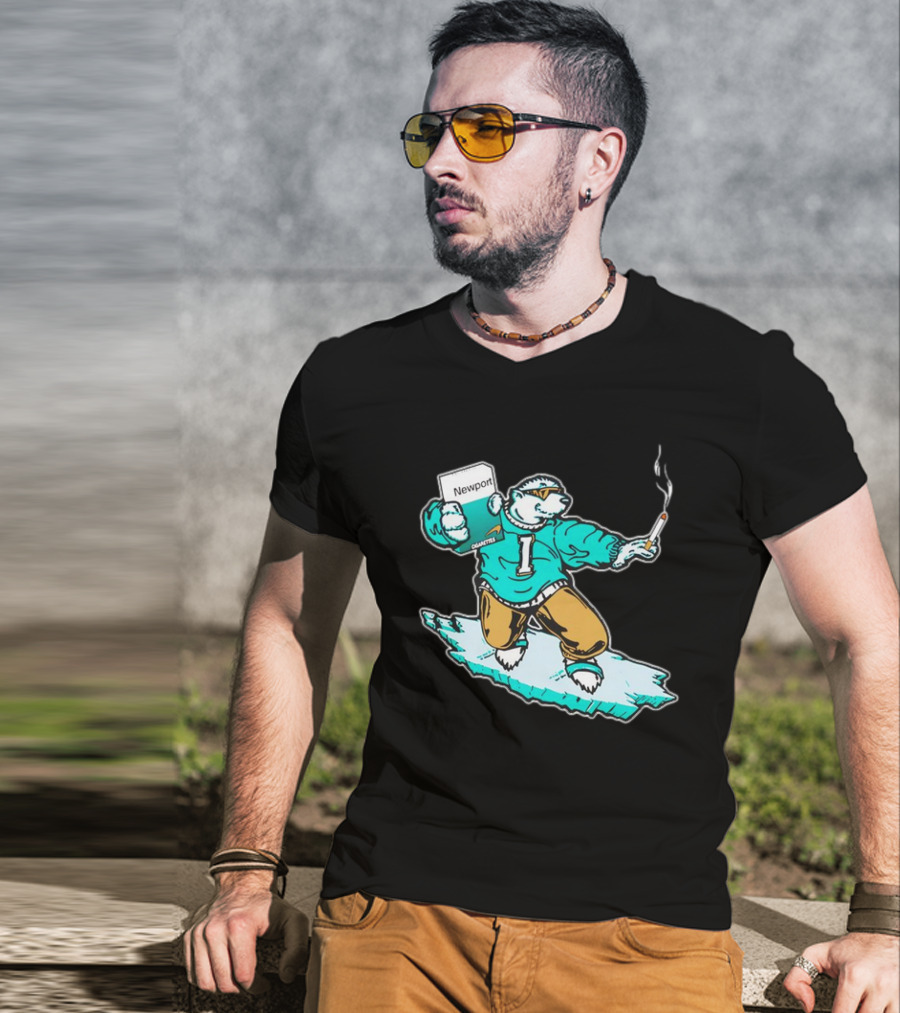 Newport Cigarettes Icee Bear Smoking Hockey T-Shirt