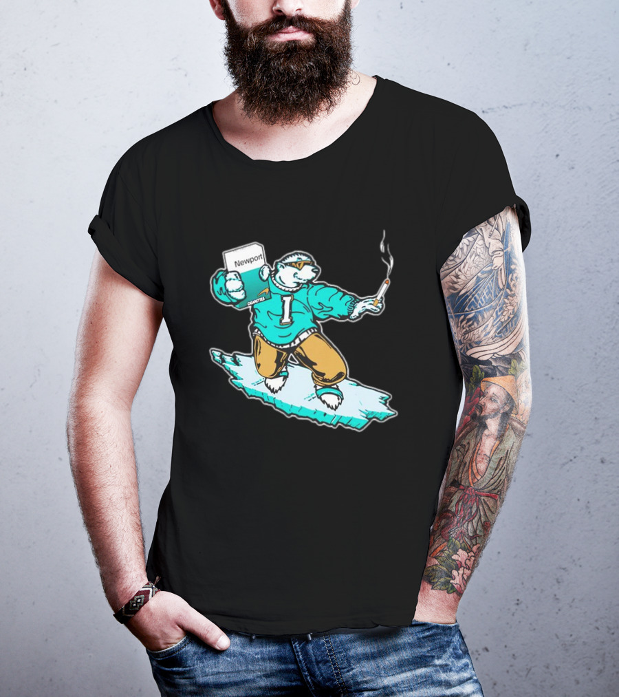 Newport Cigarettes Icee Bear Smoking Hockey T-Shirt