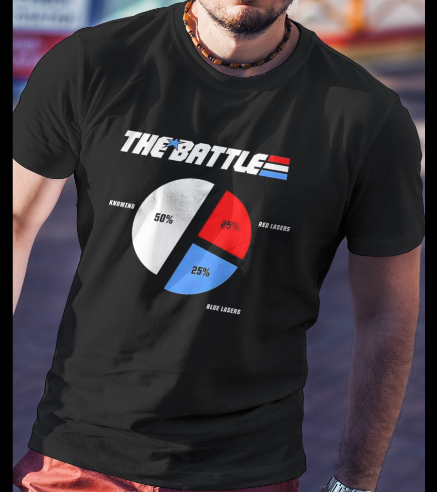 GI Joe Knowing Is Half The Battle Pie Chart Red Lasers Blue Lasers T-Shirt