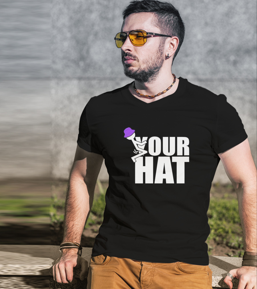 YOUR HAT Purple Bucket Stick Figure Cozy Vibe T-Shirt
