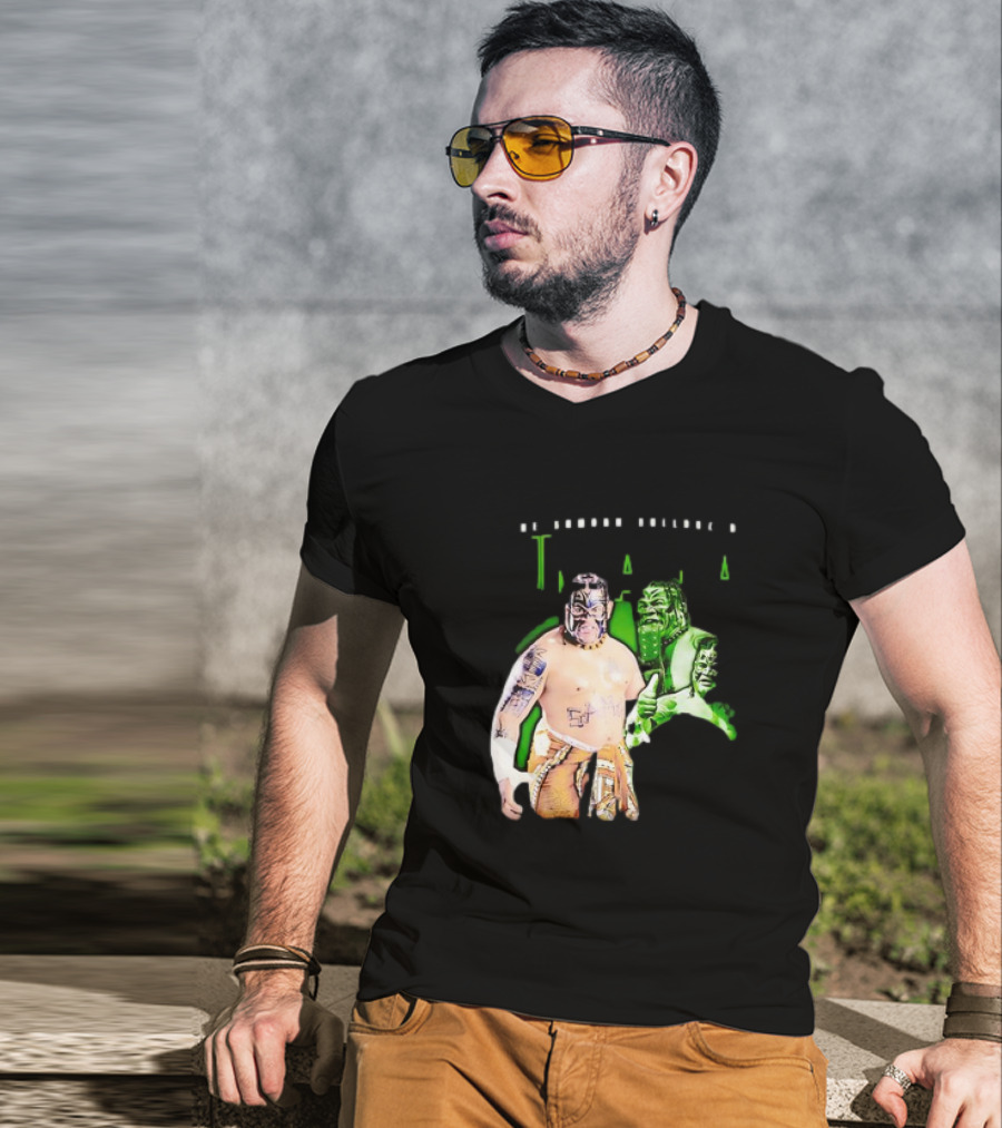 The Samoan Bulldozer Umaga Wrestler Graphic With Green Highlights T-Shirt