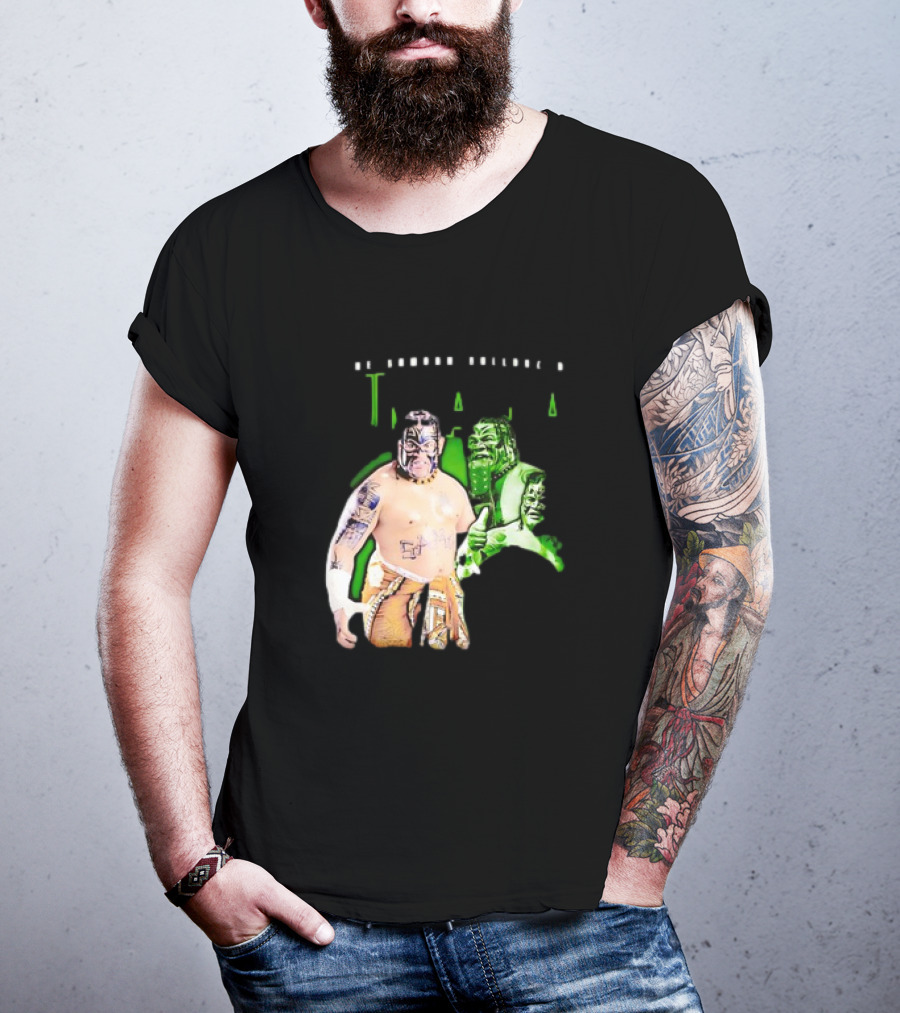 The Samoan Bulldozer Umaga Wrestler Graphic With Green Highlights T-Shirt