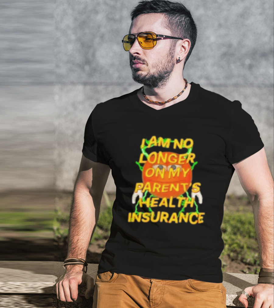 I Am No Longer On My Parent's Health Insurance Emoji Style With Lightning Background T-Shirt