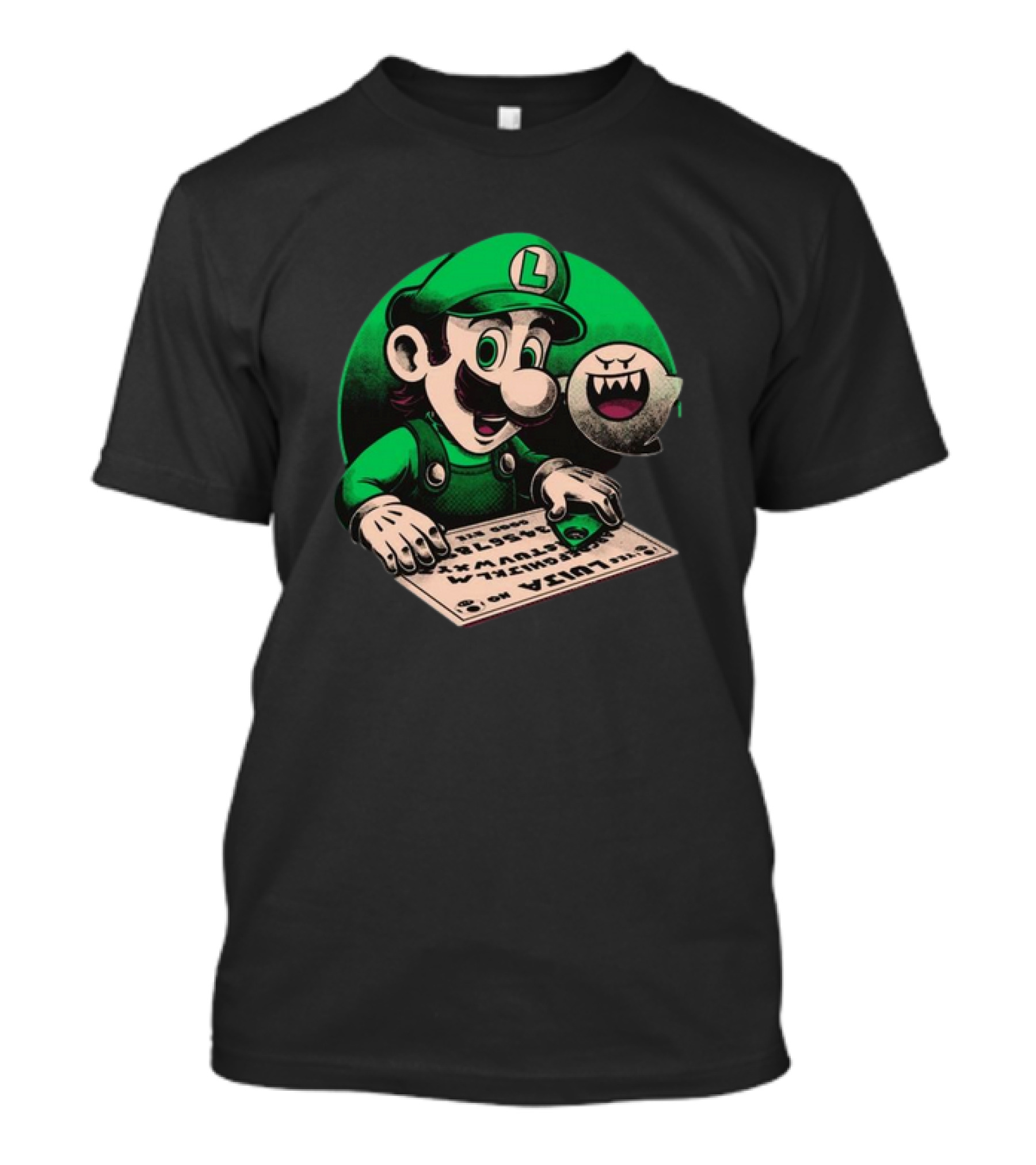 Luigi Green Ouija Board With Boo Ghost T-Shirt