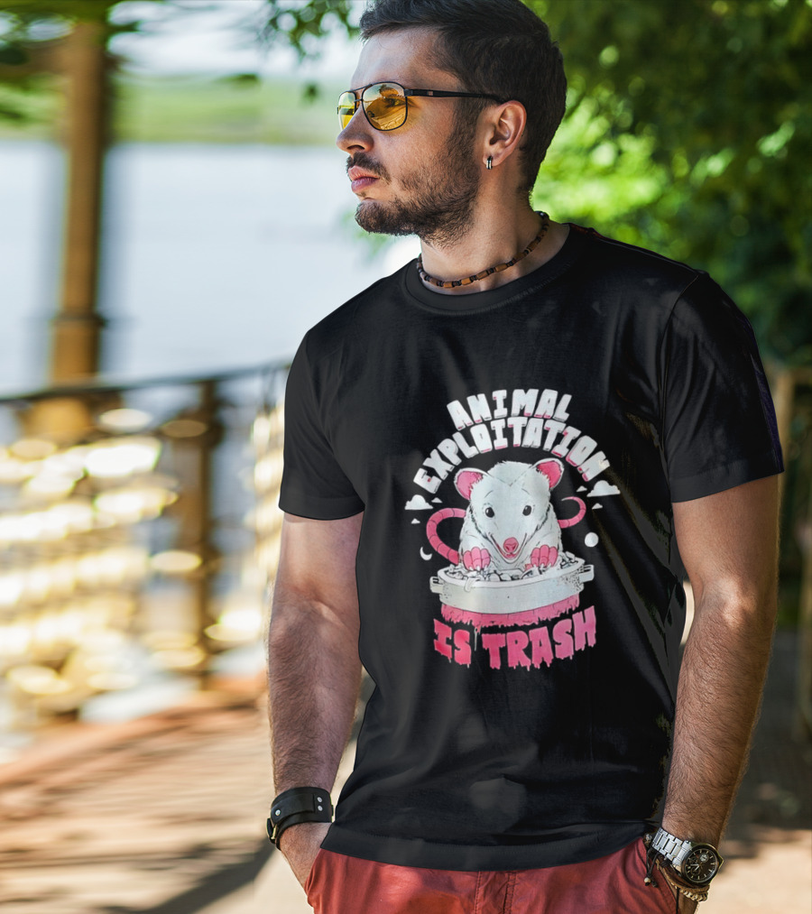 ANIMAL EXPLOITATION IS TRASH Possum T-Shirt