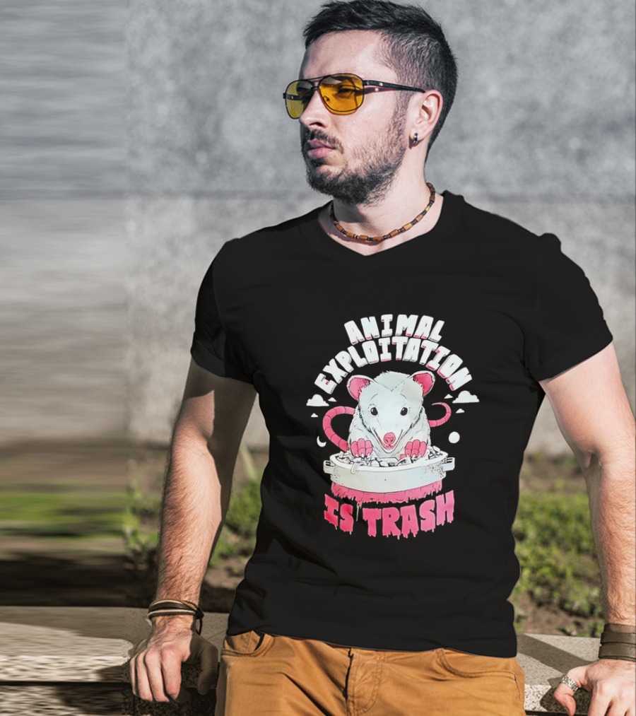 ANIMAL EXPLOITATION IS TRASH Possum T-Shirt