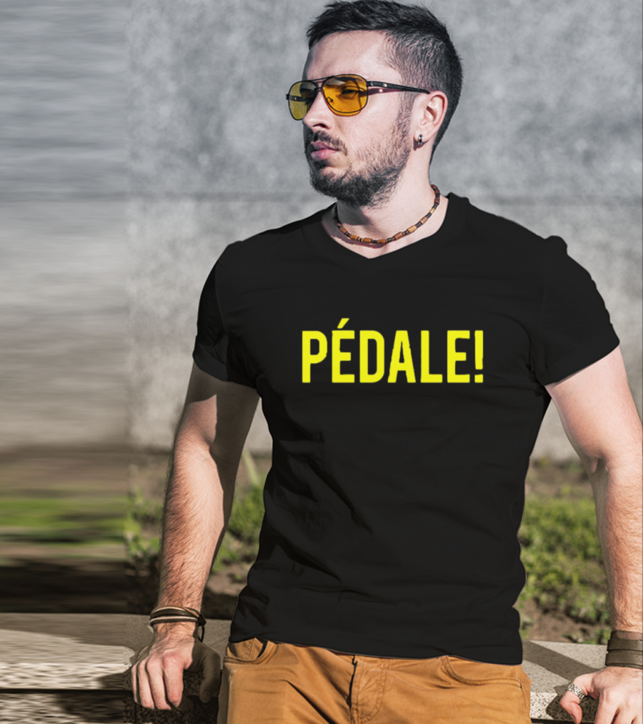 Pédale Bold Yellow Exclamation French Text T-Shirt