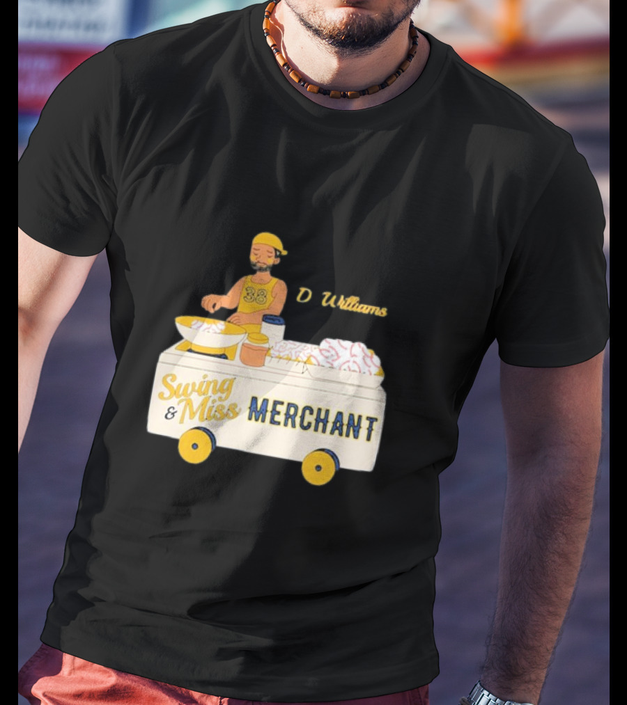 Devin Williams Swing And Miss Merchant Milwaukee Brewers Cartoon Baseball 38 T-Shirt