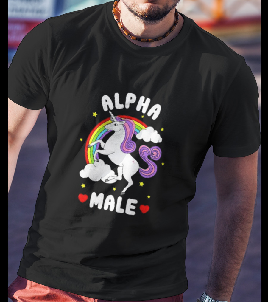 Alpha Male Unicorn Rainbow Father's Day T-Shirt