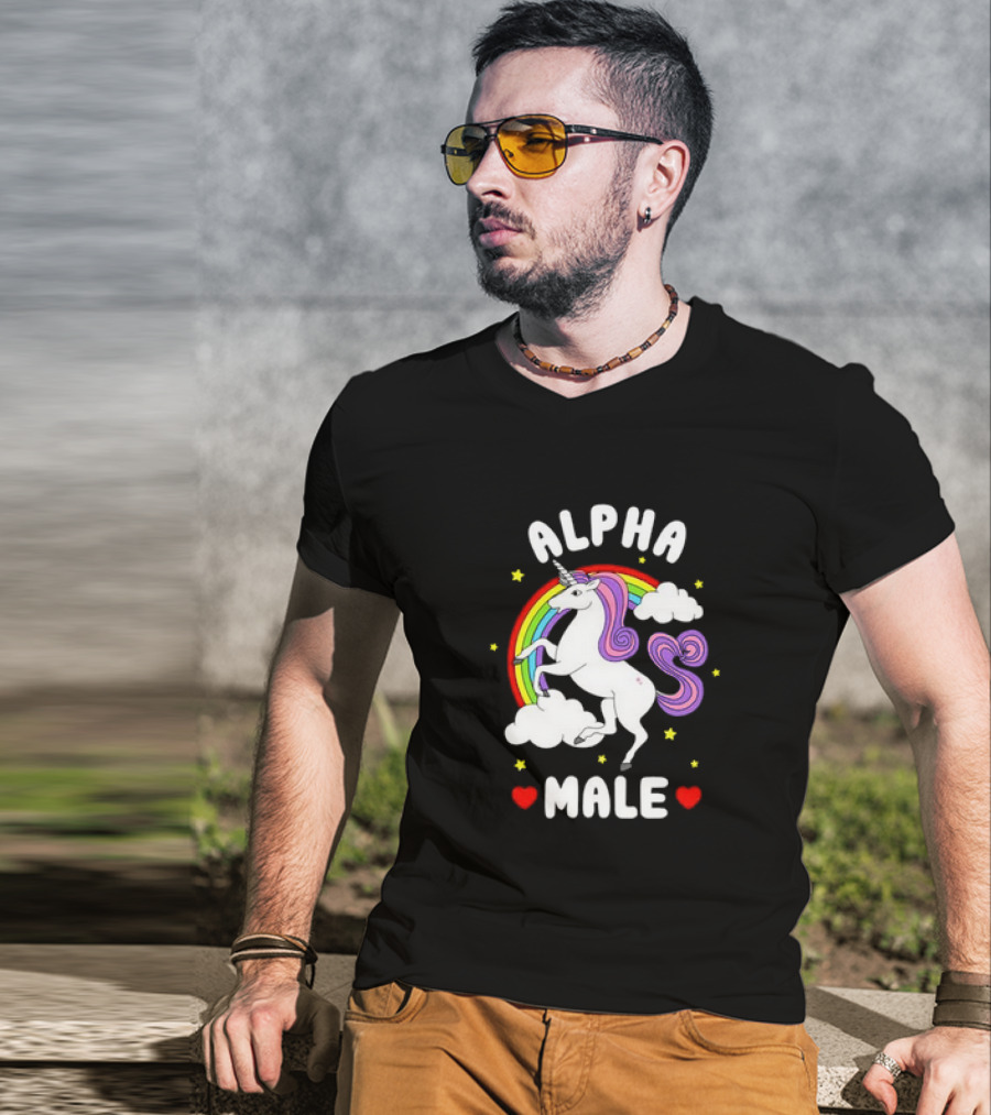 Alpha Male Unicorn Rainbow Father's Day T-Shirt