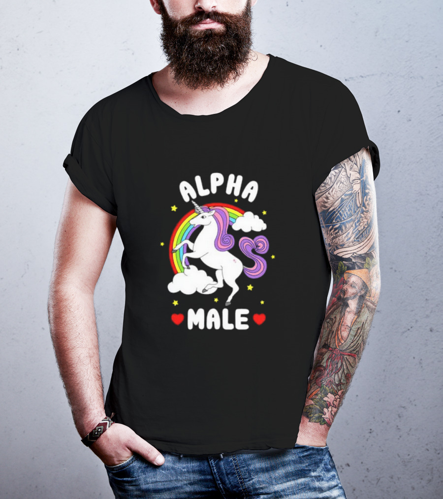Alpha Male Unicorn Rainbow Father's Day T-Shirt