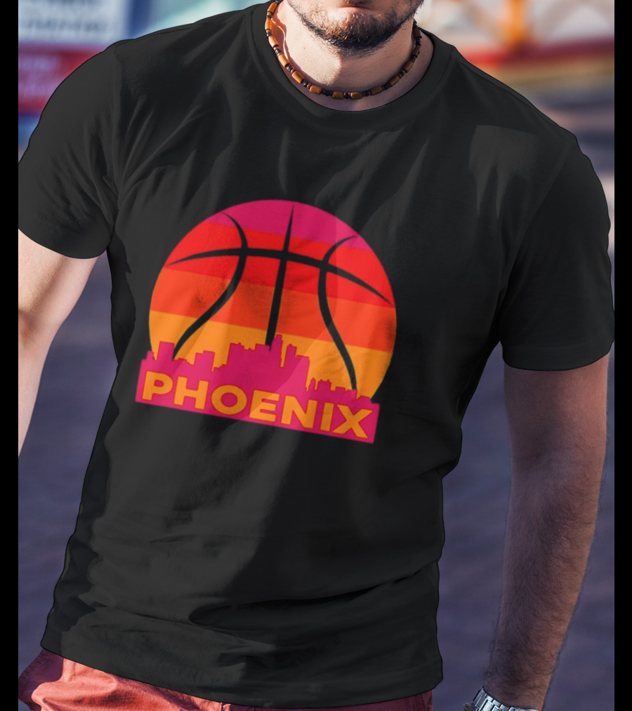 Phoenix City Skyline Basketball Sunset T-Shirt