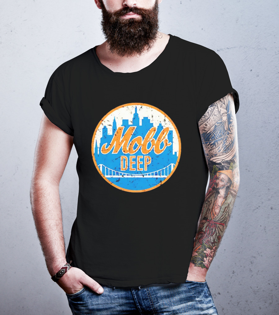 Mobb Deep Queens New York Knicks Vintage Skyline Bridge T-Shirt