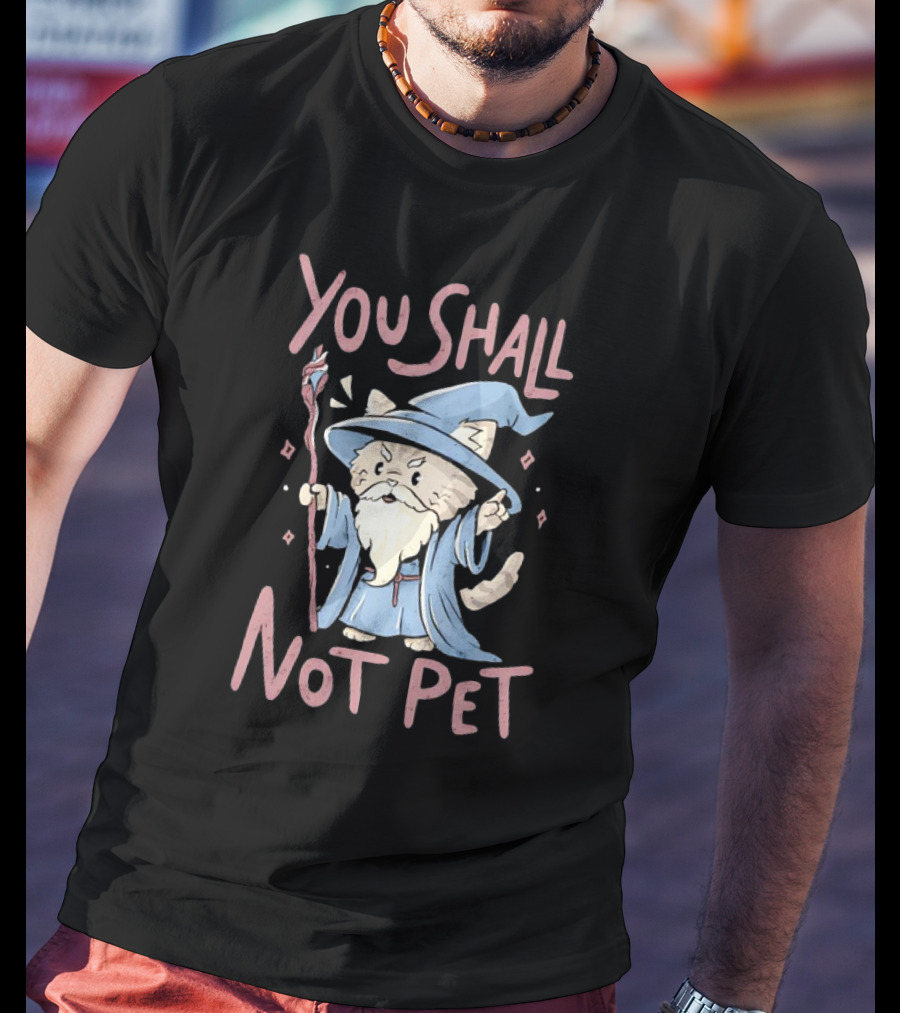 Wizard Cat You Shall Not Pet Gandalf Parody Fantasy Humor T-Shirt