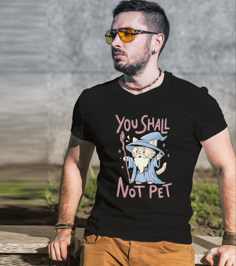 Wizard Cat You Shall Not Pet Gandalf Parody Fantasy Humor T-Shirt